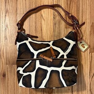 Dooney & Bourke Giraffe Print Shoulder Bag with Brown Accents